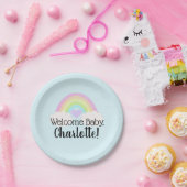 水の色パステルレインボーウェルカムベビーシャワー ペーパープレート (パーティー)