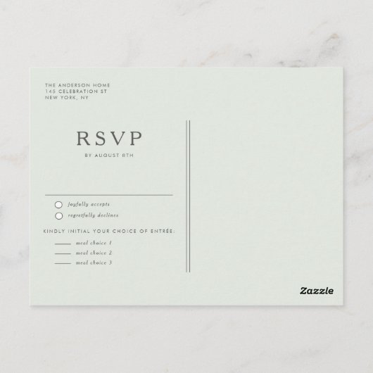 水の色パステル多糖ガーランドウェディングRSVP ポストカード (裏面)