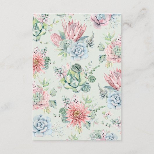 水の色パステル多肉類結婚の詳細 エンクロージャーカード (裏面)