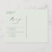 水の色パステル多肉類結婚の インビテーションポストカード (裏面)