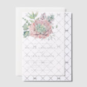 水の色パステル多肉類結婚の ベラム紙招待状 (オフセット (招待状))