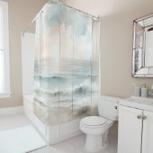 水の色パステル海素朴ウッドテクスチャ シャワーカーテン (インサイチュ)