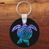 水の色パステル絞り染めスパイラルシーカメ キーホルダー (正面)