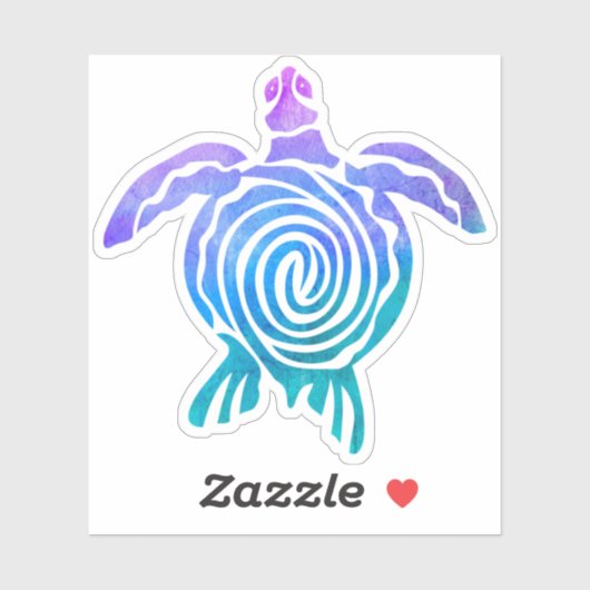 水の色パステル絞り染めスパイラルシーカメ シール (シート)