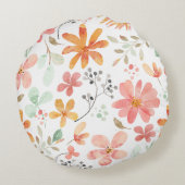 水の色パステル花のパターン、静けさ、 ラウンドクッション (裏面)