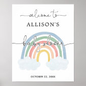 水の色パステル虹の赤ちゃんシャワー歓迎サイン ポスター (正面)
