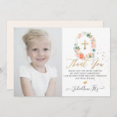 水の色パステル赤面バラコミューニオンサンキュー 招待状 (正面/裏面)