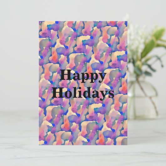 水の色パターパーソナライズされたンフラットホリデーカード シーズンカード (スタンド正面)