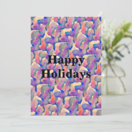 水の色パターパーソナライズされたンフラットホリデーカード シーズンカード