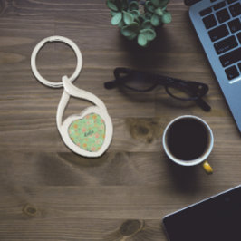 水の色パターンオレンジ緑の金属キーチェーン キーホルダー