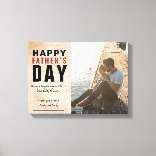 水の色パパ幸せな父の日写真 キャンバスプリント (正面)