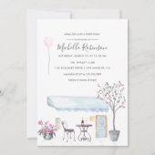 水の色パリをテーマにしたブライダルシャワーへの招待 招待状 (正面)