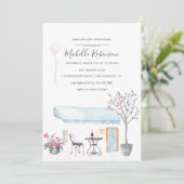 水の色パリをテーマにしたブライダルシャワーへの招待 招待状 (スタンド正面)