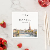 水の色パリフランスデスティネーションウェディング スタンダードカクテルナプキン (インサイチュ)