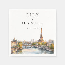 水の色パリフランスデスティネーションウェディング スタンダードカクテルナプキン