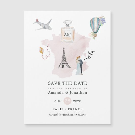 水の色パリ宛先ウェディングモノグラム (正面)