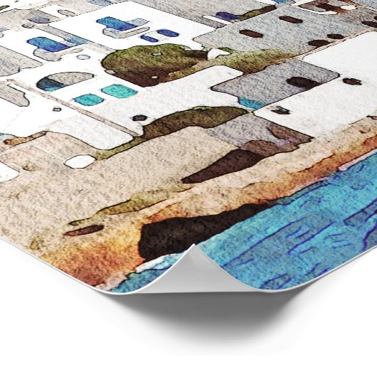 水の色パロスギリシャスカイライントラベル結婚ズ ポスター (角)