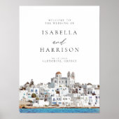 水の色パロスギリシャスカイライントラベル結婚ズ ポスター (正面)