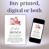 水の色パンケーキとベリーベビーブランチのシャワー 招待状