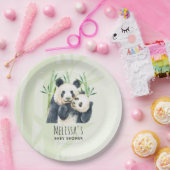 水の色パンダベアーママ&ベビーベビーシャワー ペーパープレート (パーティー)