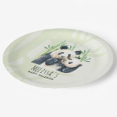 水の色パンダベアーママ&ベビーベビーシャワー ペーパープレート (アングル)