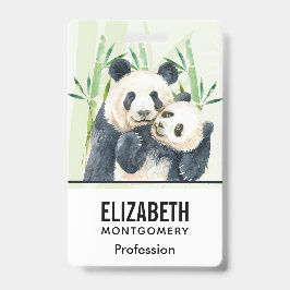 水の色パンダベアーママ&竹のベビー バッジ
