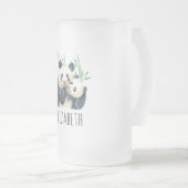 水の色パンダベアーママ&竹のベビー フロストグラスビールジョッキ (正面右)