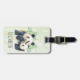 水の色パンダベアーママ&竹のベビー ラゲッジタグ