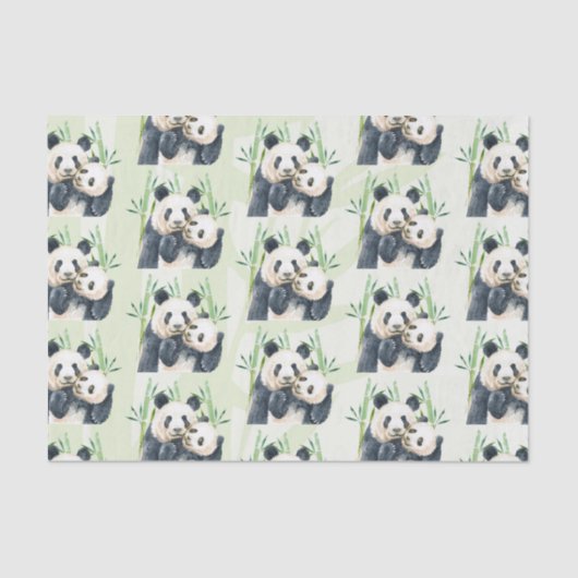 水の色パンダベアーママ&竹のベビー 薄葉紙 (正面)