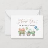 水の色パンプキエレガントントラクター赤ちゃんシャワーtha ノートカード (正面)