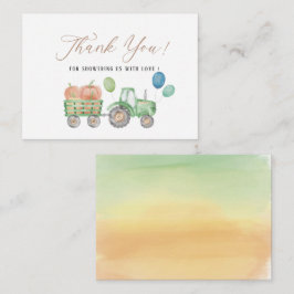 水の色パンプキエレガントントラクター赤ちゃんシャワーtha ノートカード