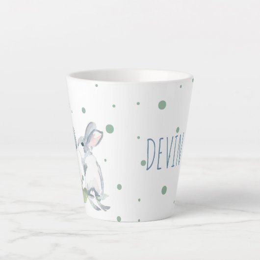 水の色パーソナライズされたイースターバニー カフェラテマグ (正面)