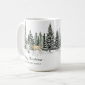 水の色パーソナライズされたウッドランドメリークリスマス コーヒーマグカップ (正面左)