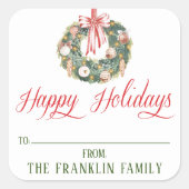 水の色パーソナライズされたフェスティバルクリスマスプレゼント スクエアシール (正面)