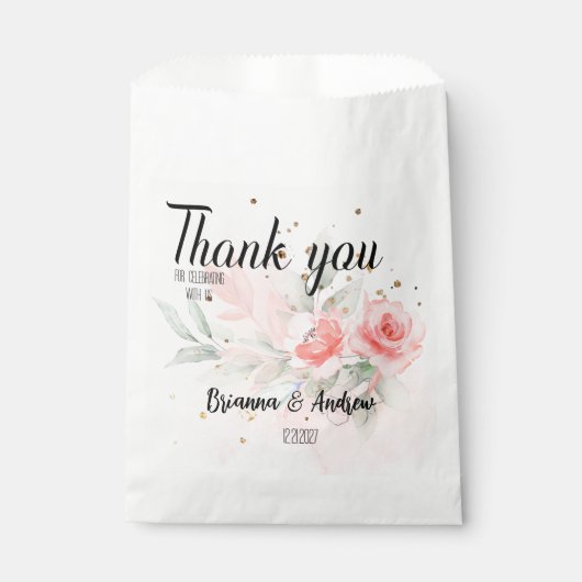 水の色パーソナライズされたフローラありがとうギフト フェイバーバッグ (正面)