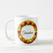 水の色パーソナライズされたフローラスクリプトおばあちゃんの写真 コーヒーマグカップ (左)