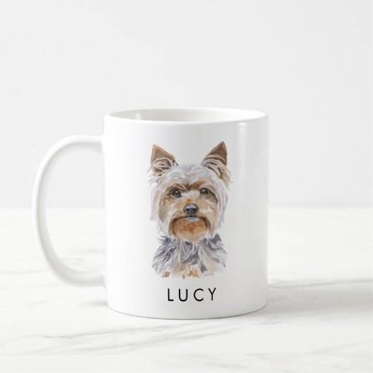 水の色パーソナライズされたヨークシャーテリア犬の恋人マグ コーヒーマグカップ (左)
