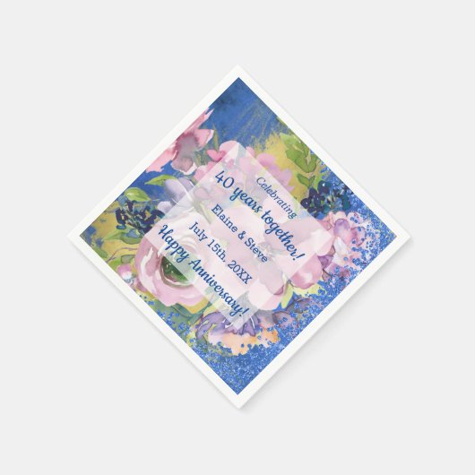 水の色パーソナライズされた任意の年 スタンダードカクテルナプキン (角)