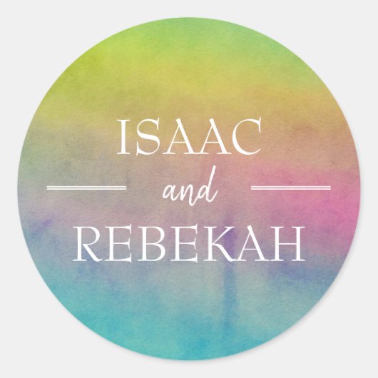 水の色パーソナライズされた結婚の ラウンドシール (正面)