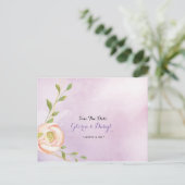 水の色パープルシックフローラ日付を保存 案内ポストカード (スタンド正面)