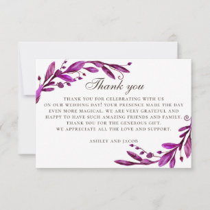 水の色パープル結婚ズ。エレガント薄紫 サンキューカード