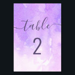 水の色パープル結婚ズ。薄紫シンプルスクリプト テーブルナンバー<br><div class="desc">水彩紫色のスクリプ結婚トのテーブル番号。誕生日、記念日、その他のパーティーに適している。</div>