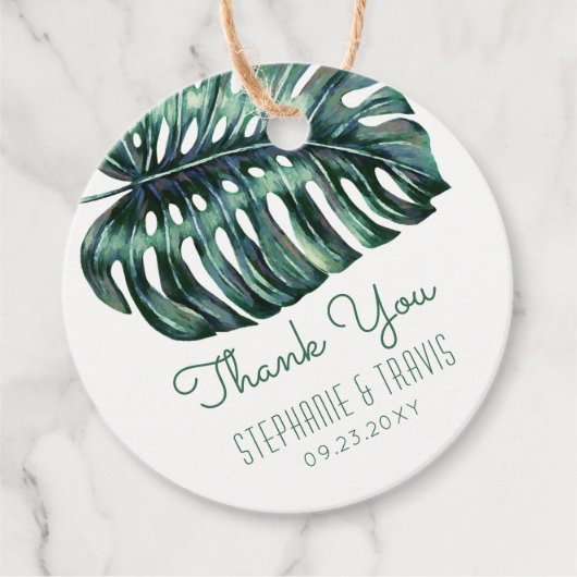 水の色パームモンステラ葉トロピカルサンキュー フェイバータグ (正面)