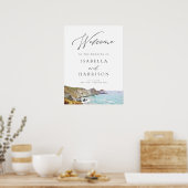 水の色ビッグシュールカリフォルニアコーストウェルカムサイン ポスター (キッチン)