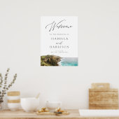 水の色ビッグシュールカリフォルニアコーストウェルカムサイン ポスター (キッチン)