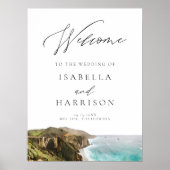 水の色ビッグシュールカリフォルニアコーストウェルカムサイン ポスター (正面)