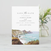 水の色ビッグシュールカリフォルニアコースト日付を保存 招待状 (スタンド正面)