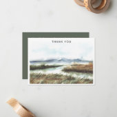 水の色ビッグスカイ山悔やみや弔慰サンキュー ノートカード (正面/裏面インサイチュ)