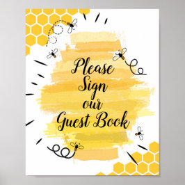 水の色ビーお願い私たちのゲストブックに署名 ポスター