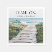 水の色ビーチシーン結婚の感謝 スタンダードカクテルナプキン (正面)